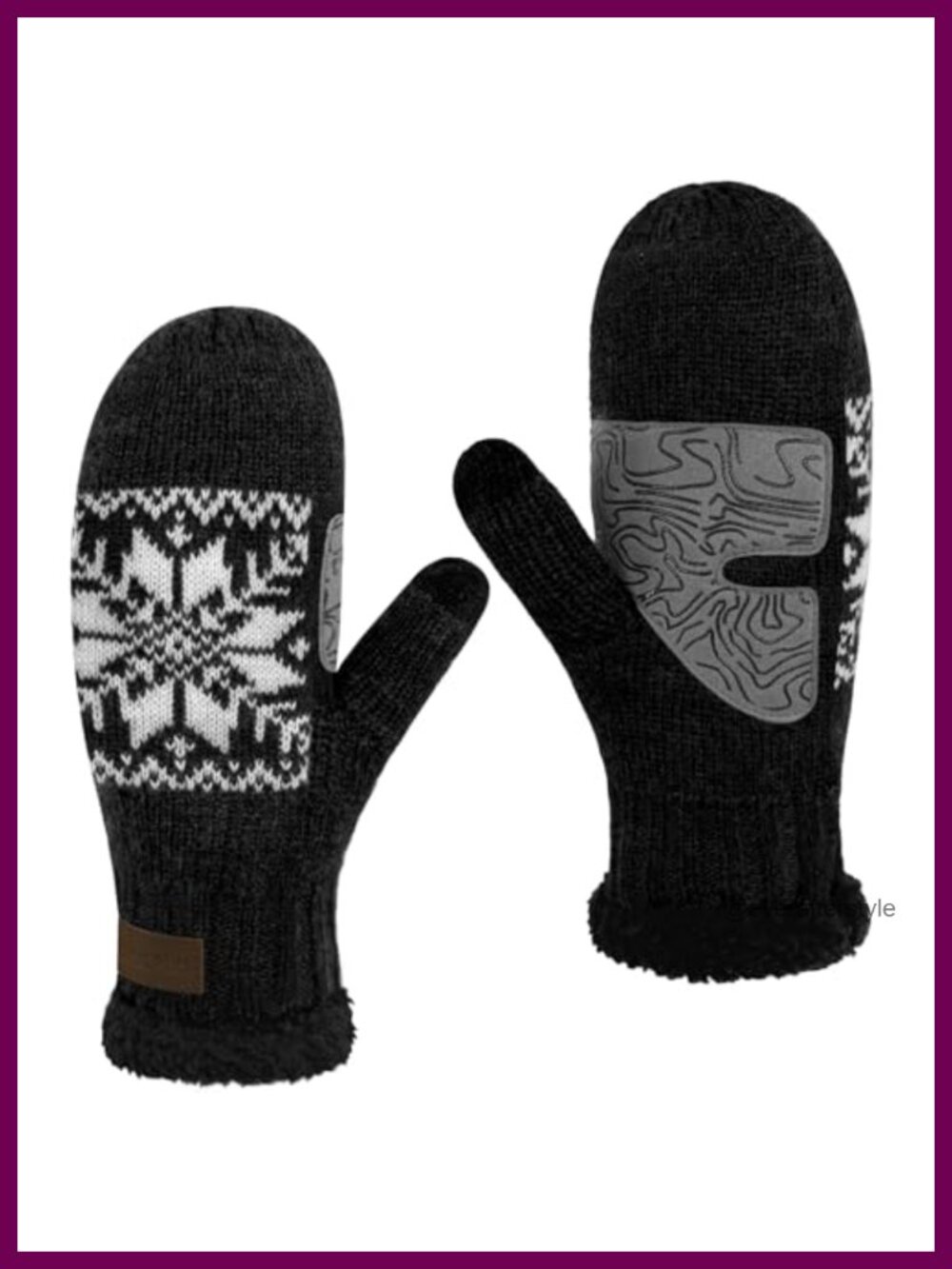 Touchscreen Mittens Sherpa Fleece Lined Winter Gloves Cable Knit